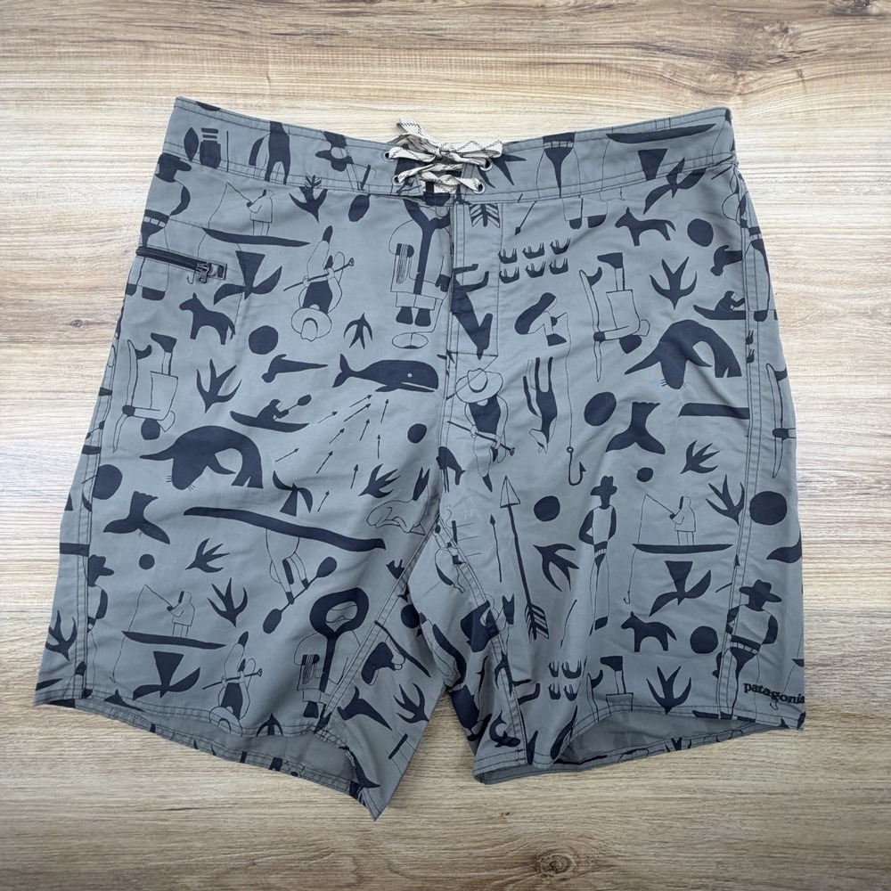 Patagonia Board Shorts Mens 36 Swim Trunks Wavefarer Gray Beach Lightweight